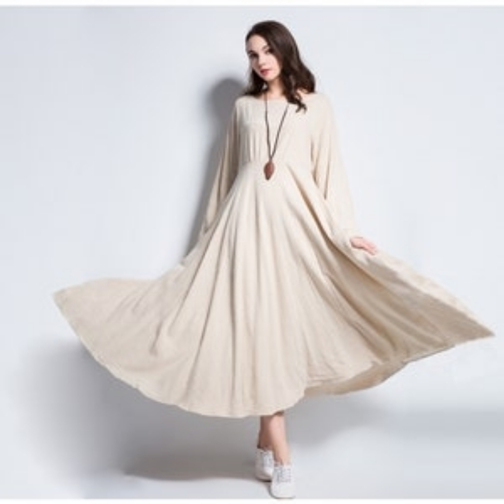 NEW 5XL Linen & Cotton Longsleeve Dress